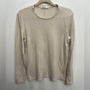 STATESIDE Supima Slub Jersey Long Sleeve Crew in Cream Size S